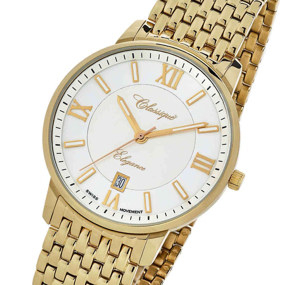 Classique Elegance Gold Steel Men's Swiss Watch - 28149G