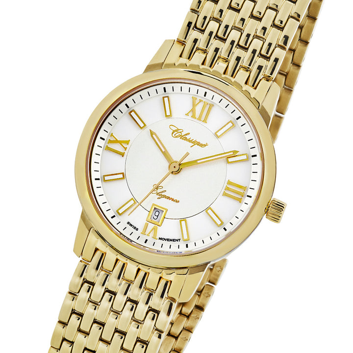 Classique Elegance 60 Diamond Set Gold Steel Ladies Swiss Watch - 28150G