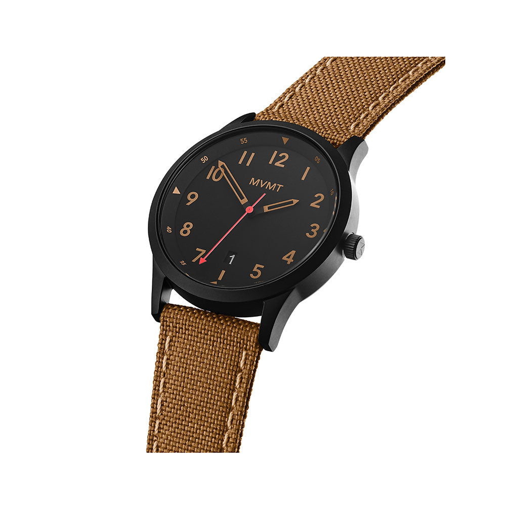 MVMT Field Brown Fabric Band Black Dial Men's Watch - 28000017D