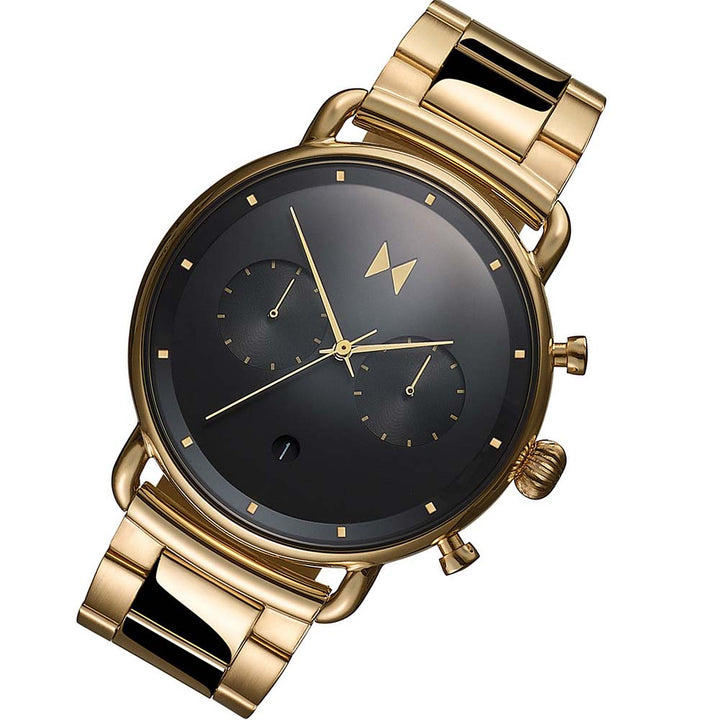 MVMT Blacktop Gold 47 MM Steel Black Dial Men's Chronograph Watch - 28000105D