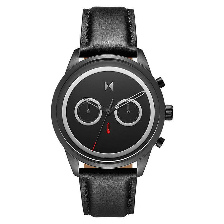 MVMT Powerlane Black Leather Men's Chrono Watch - 28000125D