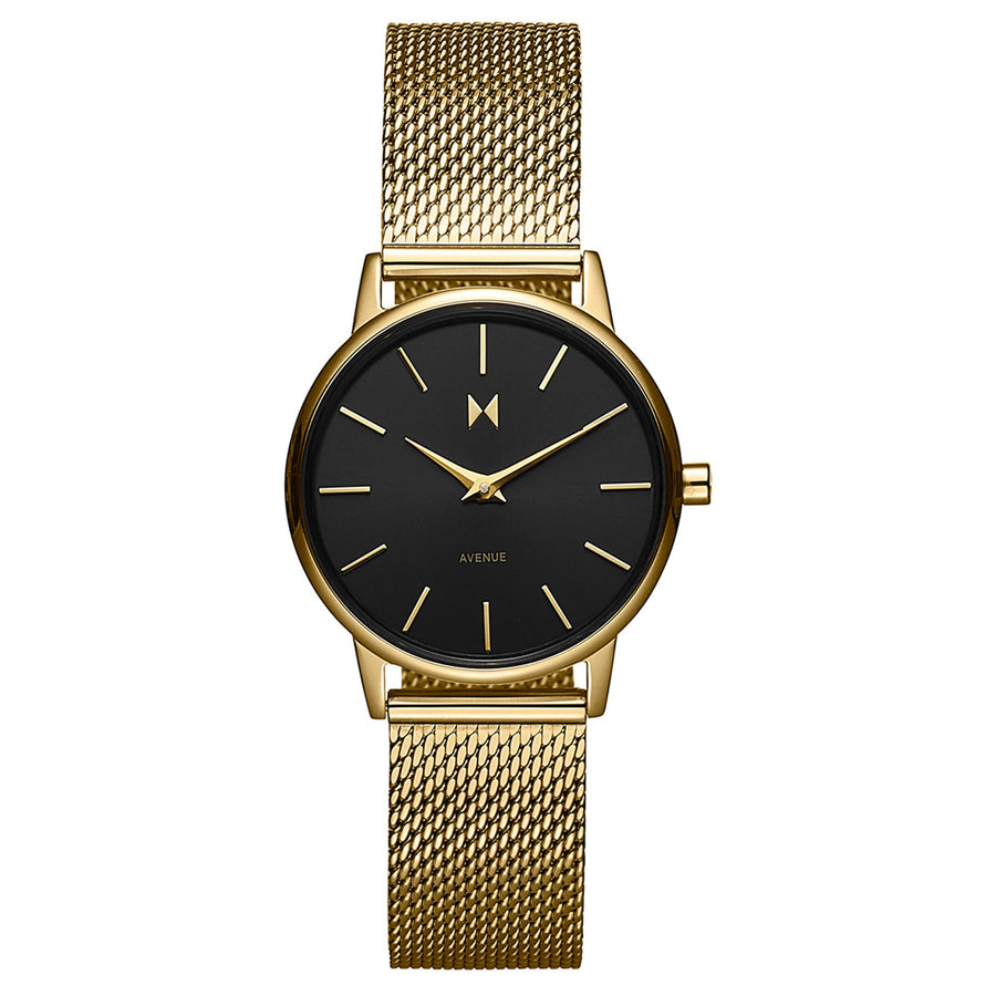 MVMT Avenue Ionic Gold Plated Steel Black Dial Women's Basic Slim Watch - 28000167-D