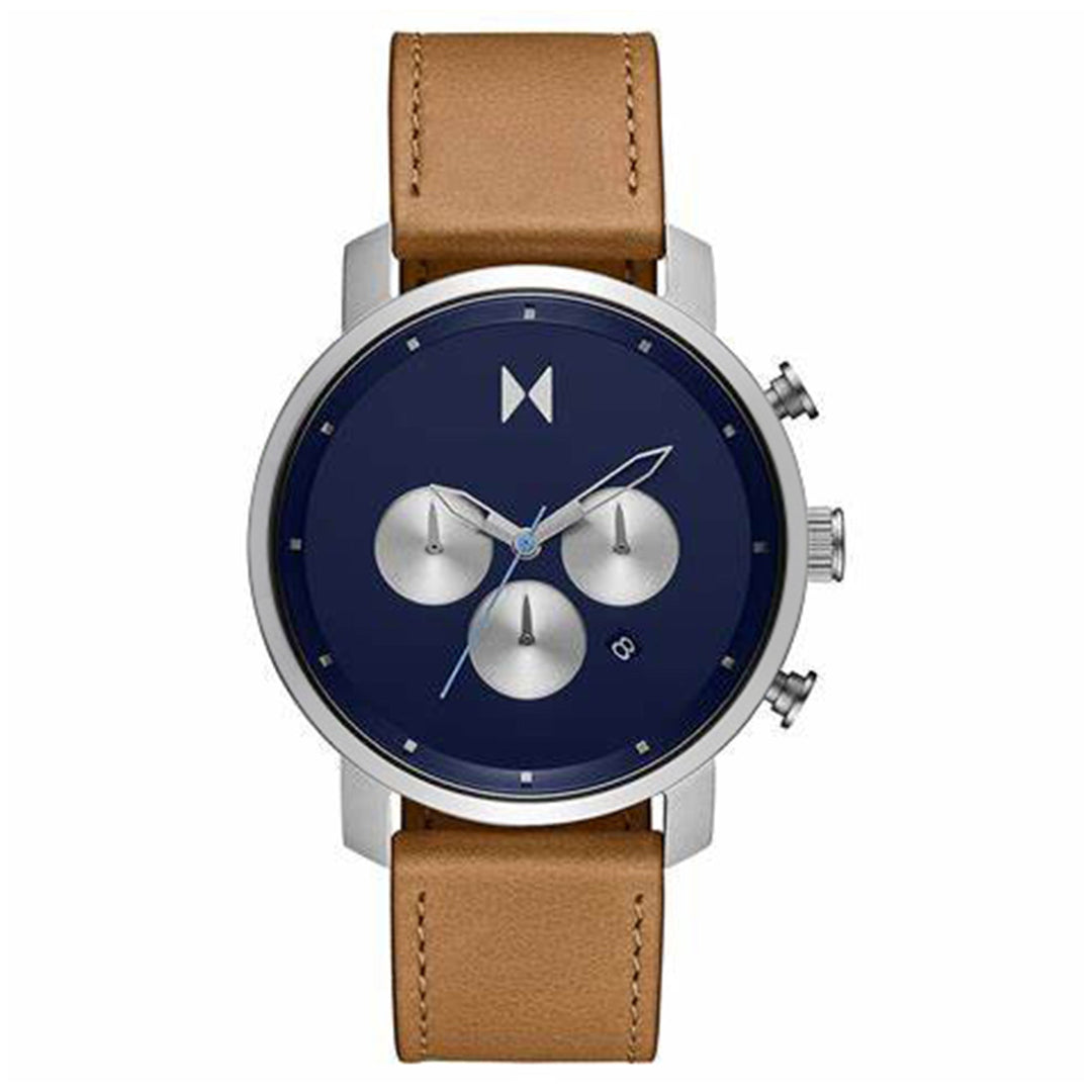 MVMT Brown Leather Blue Dial Fashion Chronograph Men's Watch - 28000288D