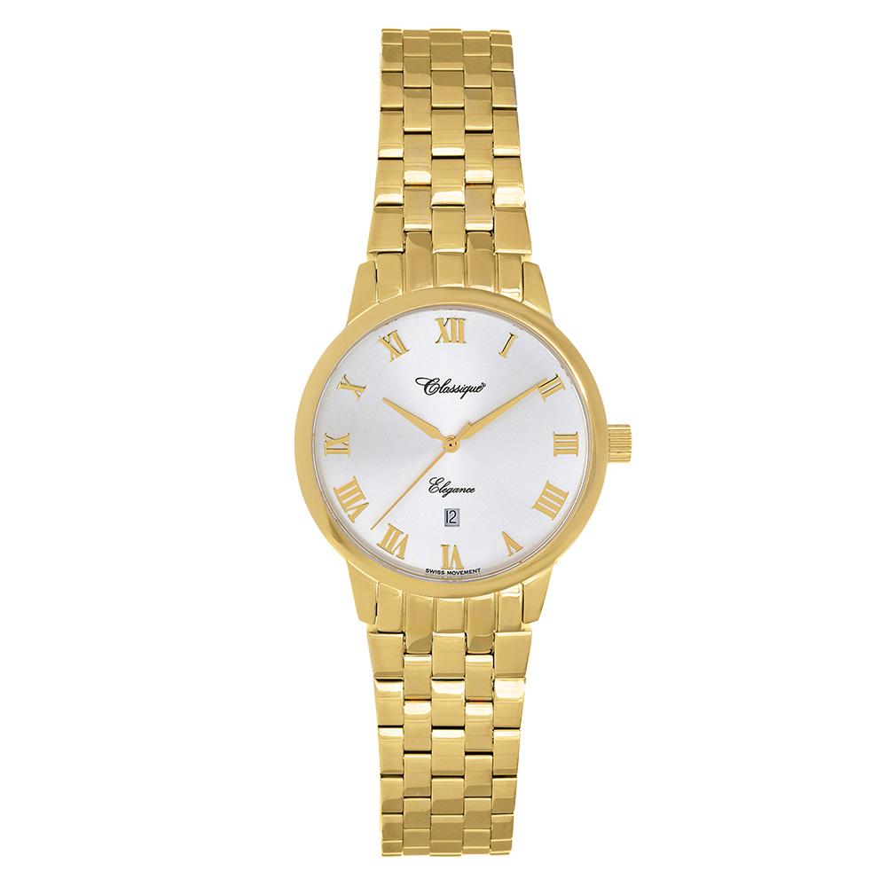 Classique Elegance Gold Steel Ladies Swiss Watch - 28102G