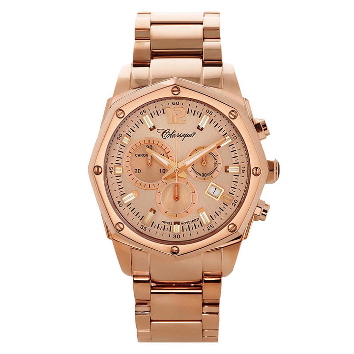 Classique Elegance Rose Gold Steel Men's Swiss Watch - 28141R