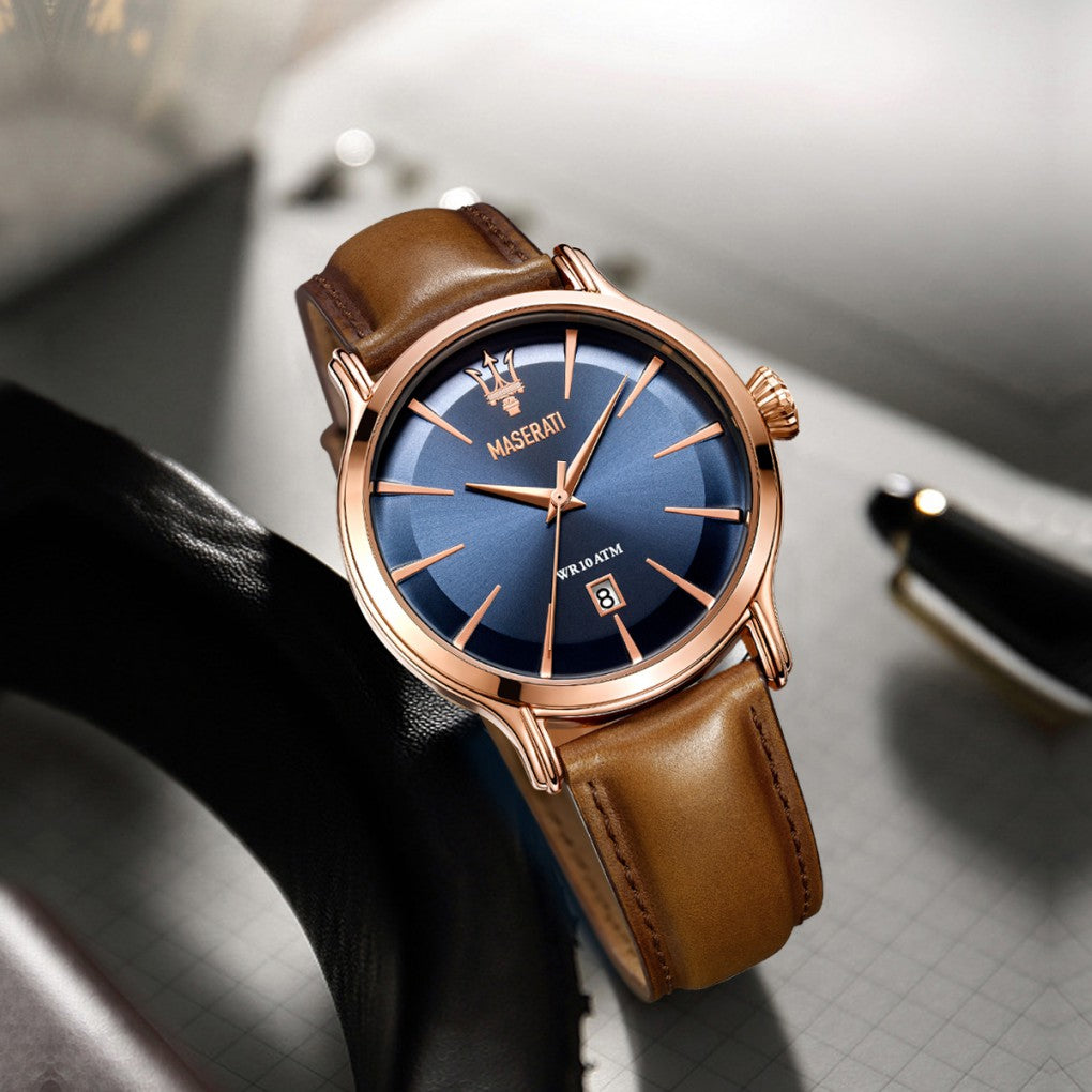 Maserati Epoca Men's Brown Leather Watch - R8851118001