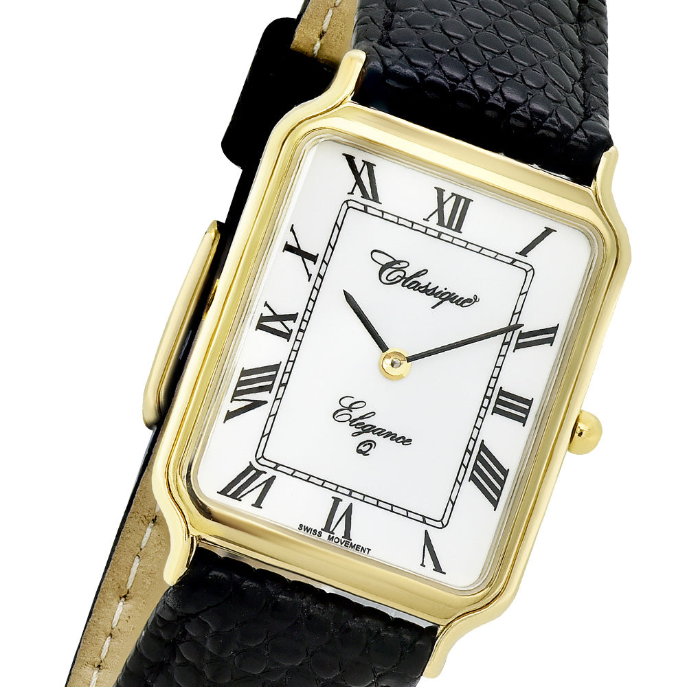 Classique Elegance Leather Unisex Swiss Watch - 3009GPBLACK