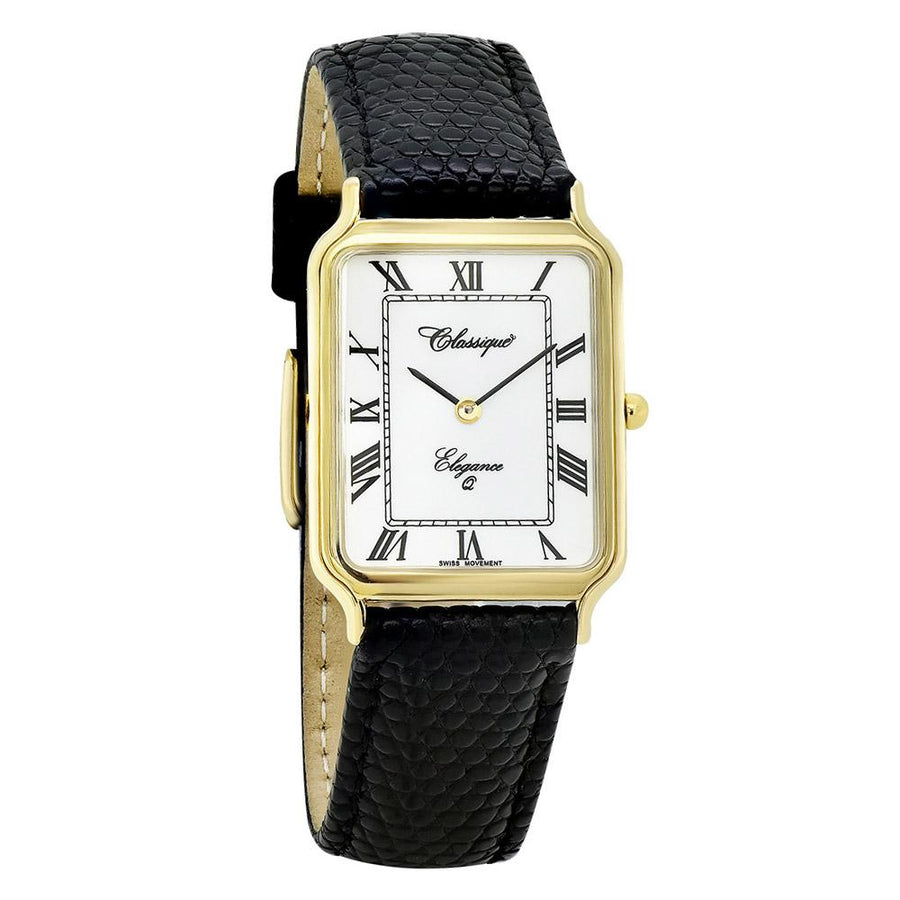 Classique Elegance Leather Unisex Swiss Watch - 3009GPBLACK