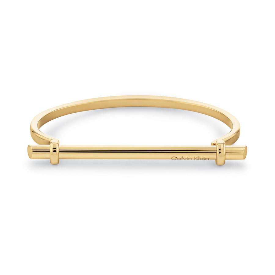 Calvin Klein Jewellery Gold Steel Women's Hinge Bangle - 35000018