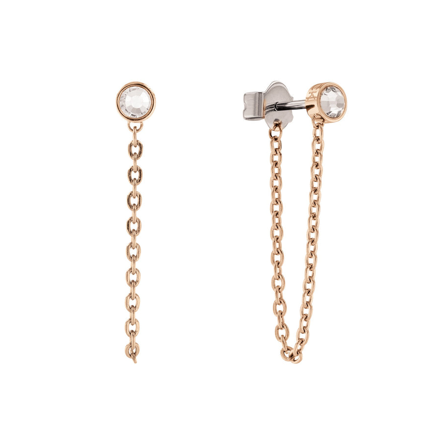 Calvin Klein Jewellery Rose Gold Steel with Crystal Women's Stud & Chain Earrings - 35000108