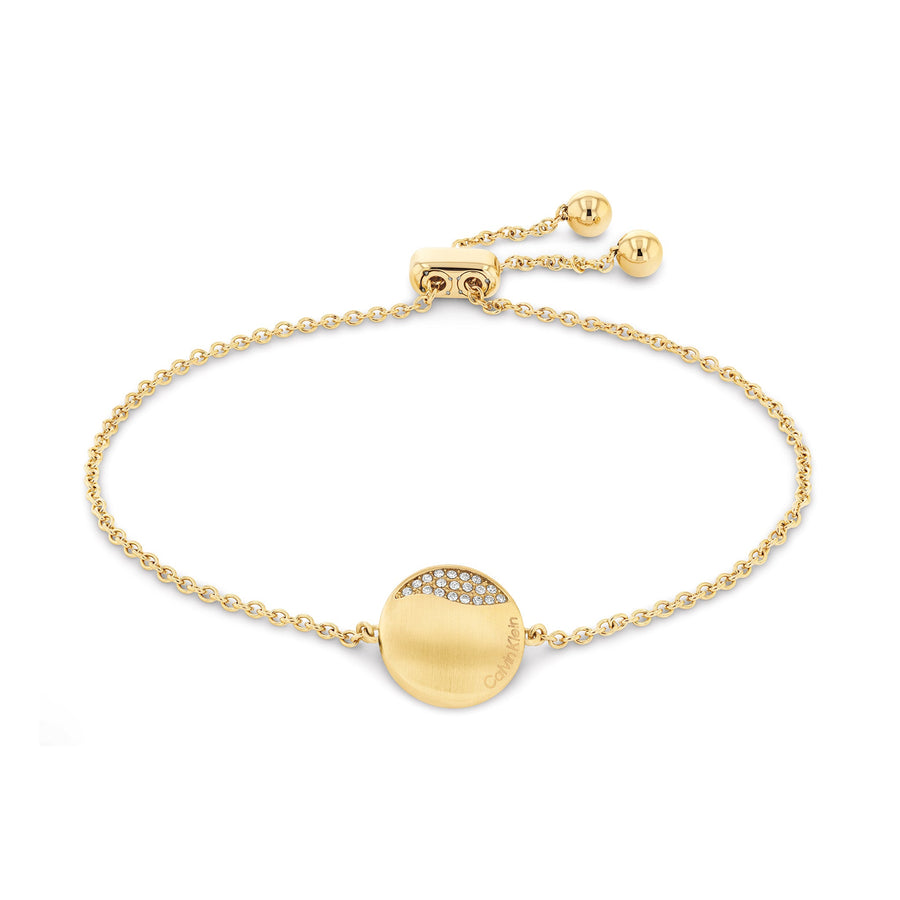 Calvin Klein Jewellery Gold Steel With Crystal Women's Chain Bracelet - 35000135