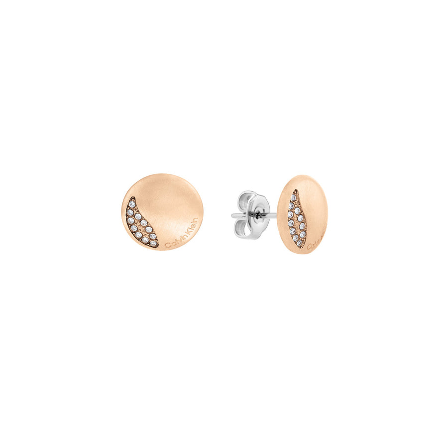 Calvin Klein Jewellery Carnation Gold Steel with Crystal Women's Stud Earrings - 35000139