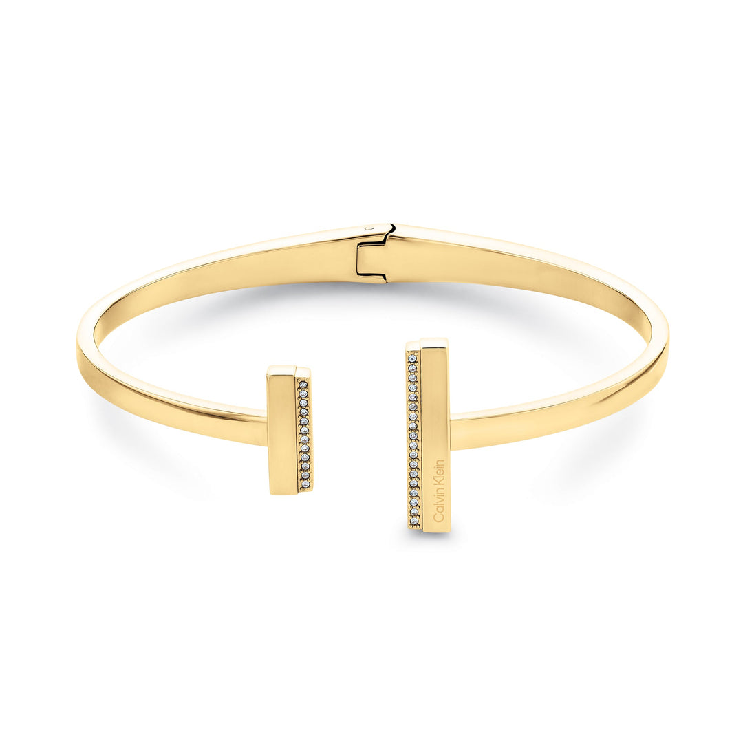 Calvin Klein Jewellery Gold Steel with Crystal Women's Hinge Bangle - 35000161