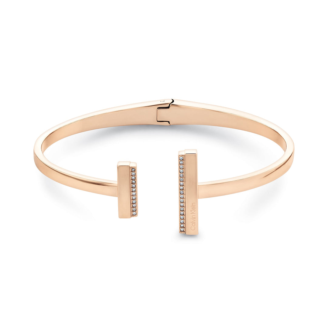 Calvin Klein Jewellery Carnation Gold Steel with Crystal Women's Hinge Bangle - 35000162