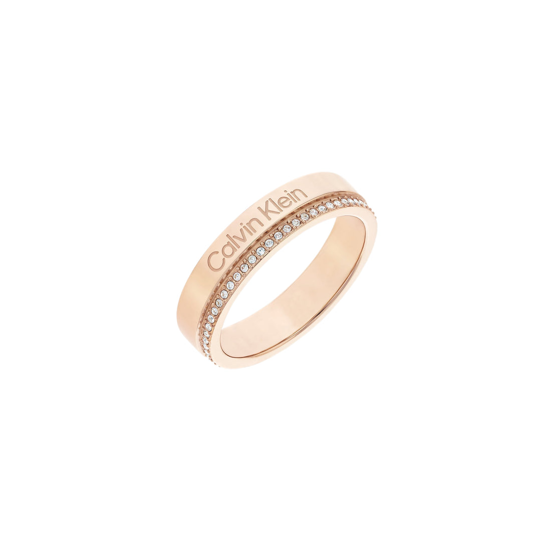 Calvin Klein Jewellery Carnation Gold Steel with Crystals Women's Ring - 35000202