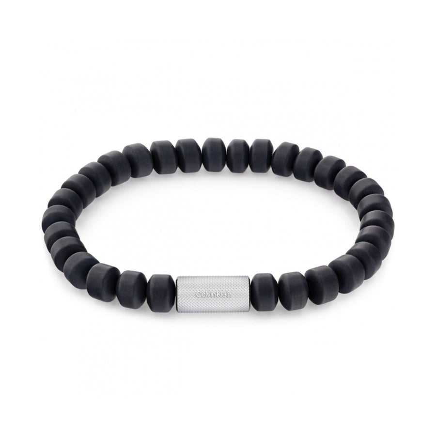 Calvin Klein Jewellery Barrel Steel Black Onyx Round Bead Bracelet - 35000206