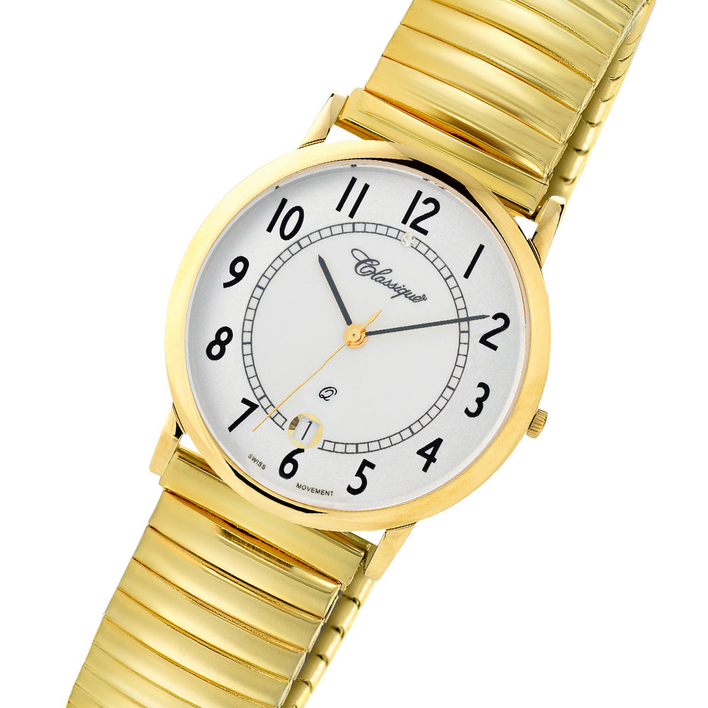Classique Fashion Gold Steel Ladies Swiss Watch - 0436GFLEXI
