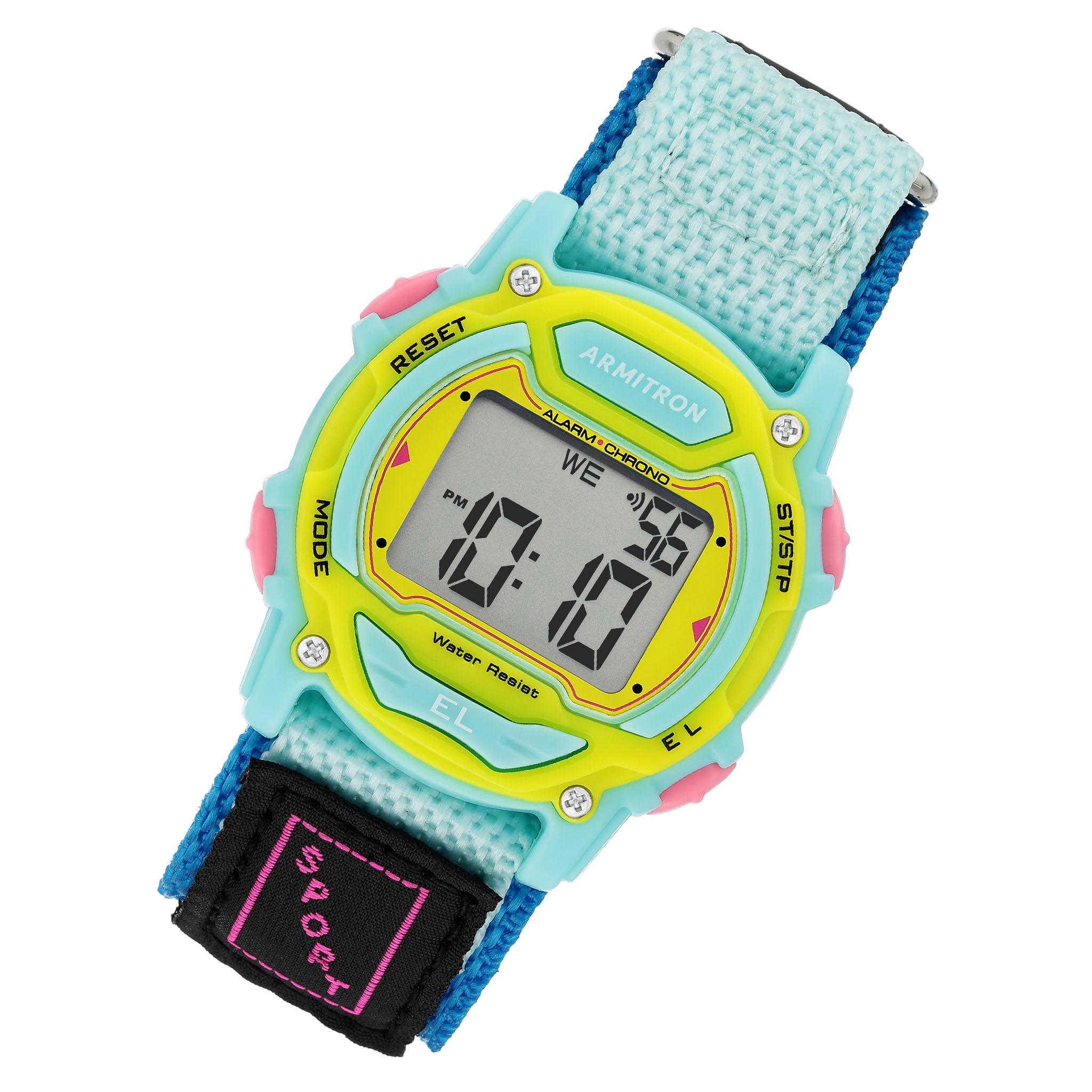 Armitron Light Blue & Dark Blue Nylon Band Yellow Dial Digital Kids Unisex Watch - 457041LBL
