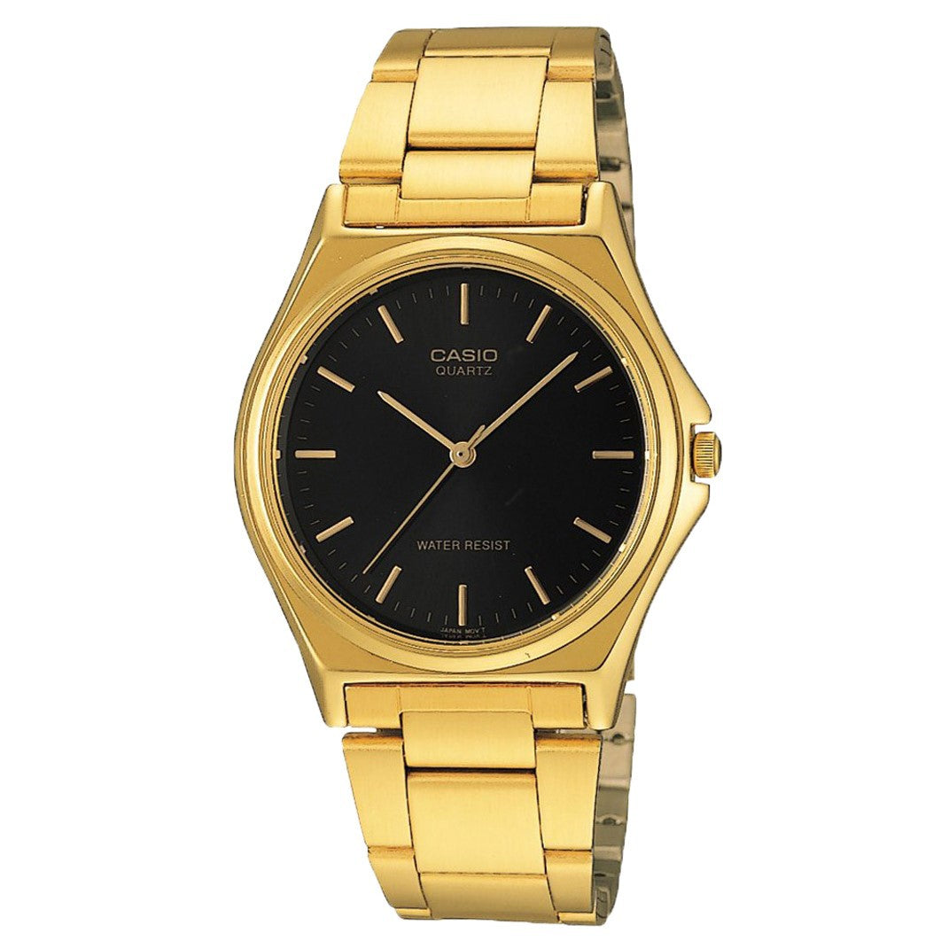Casio Classic 41mm Gold Steel Black Dial Men's Watch - MTP1130N-1A