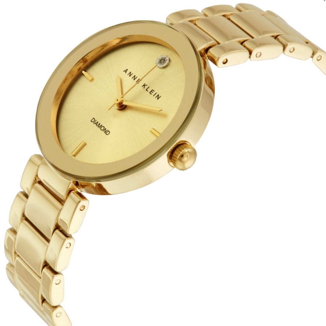 Anne Klein Diamond Gold Steel Champagne Dial Women's Watch - AK1362CHGB