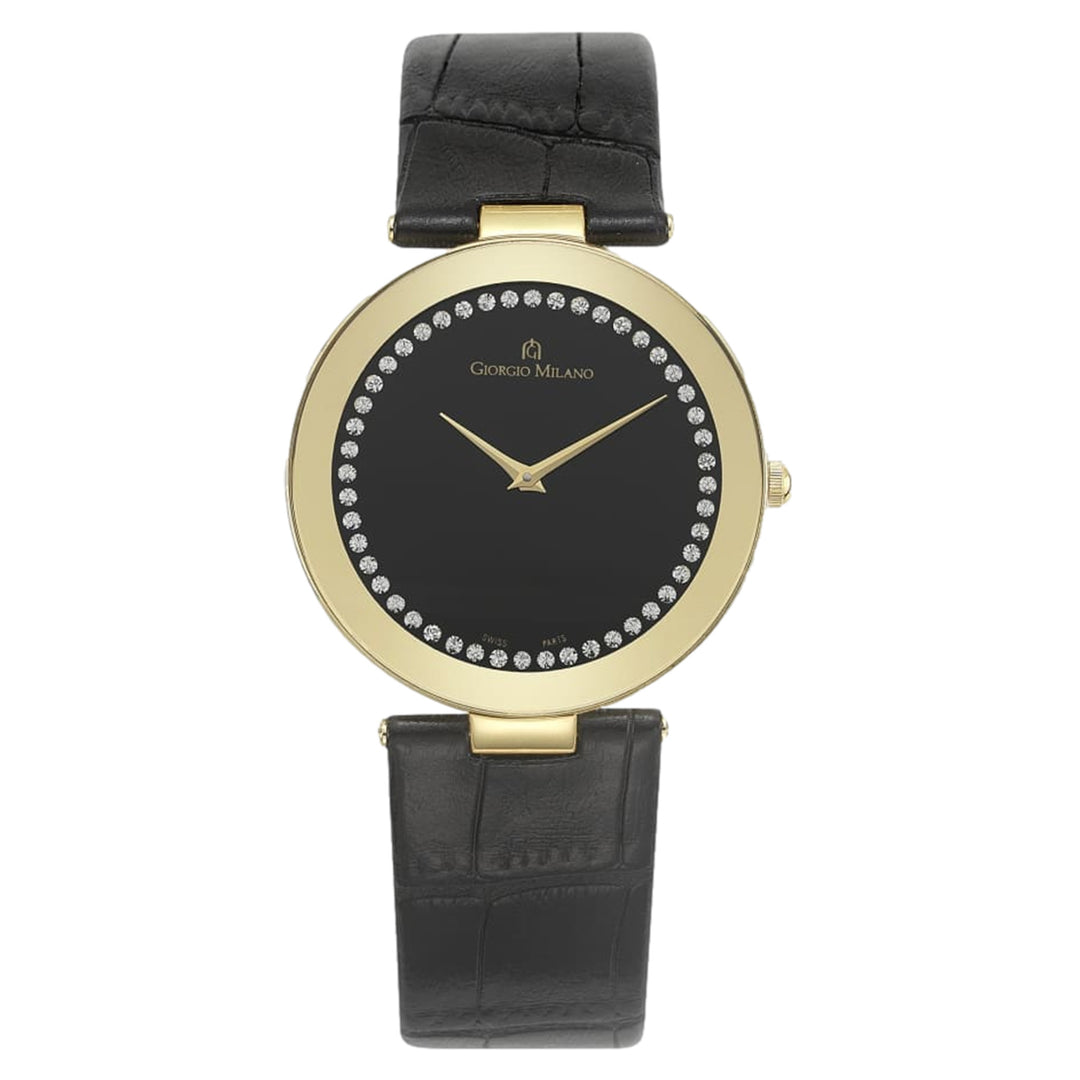 Giorgio Milano Slim Black Leather Women's Watch - 724SG052