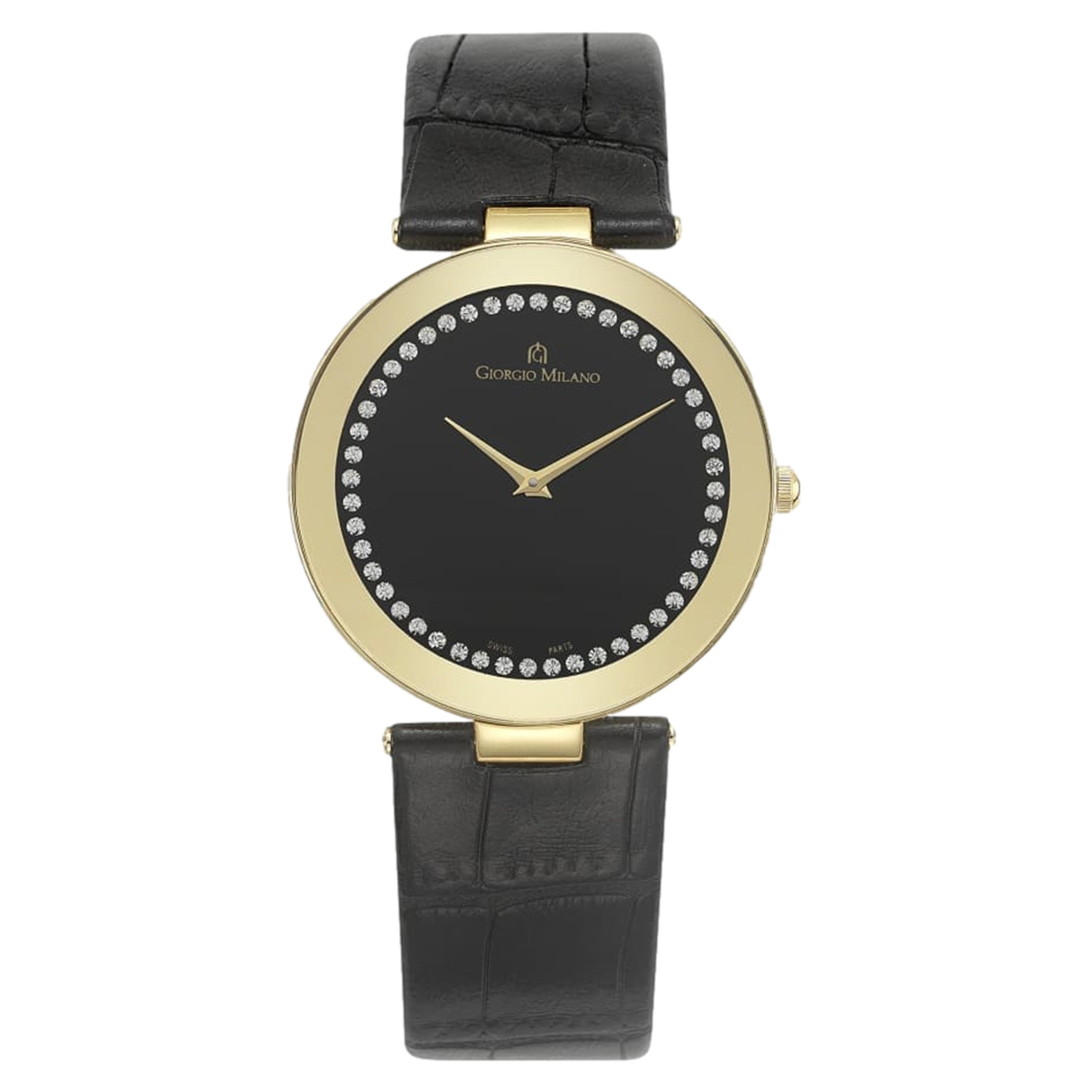Giorgio Milano Slim Black Leather Women's Watch - 724SG052