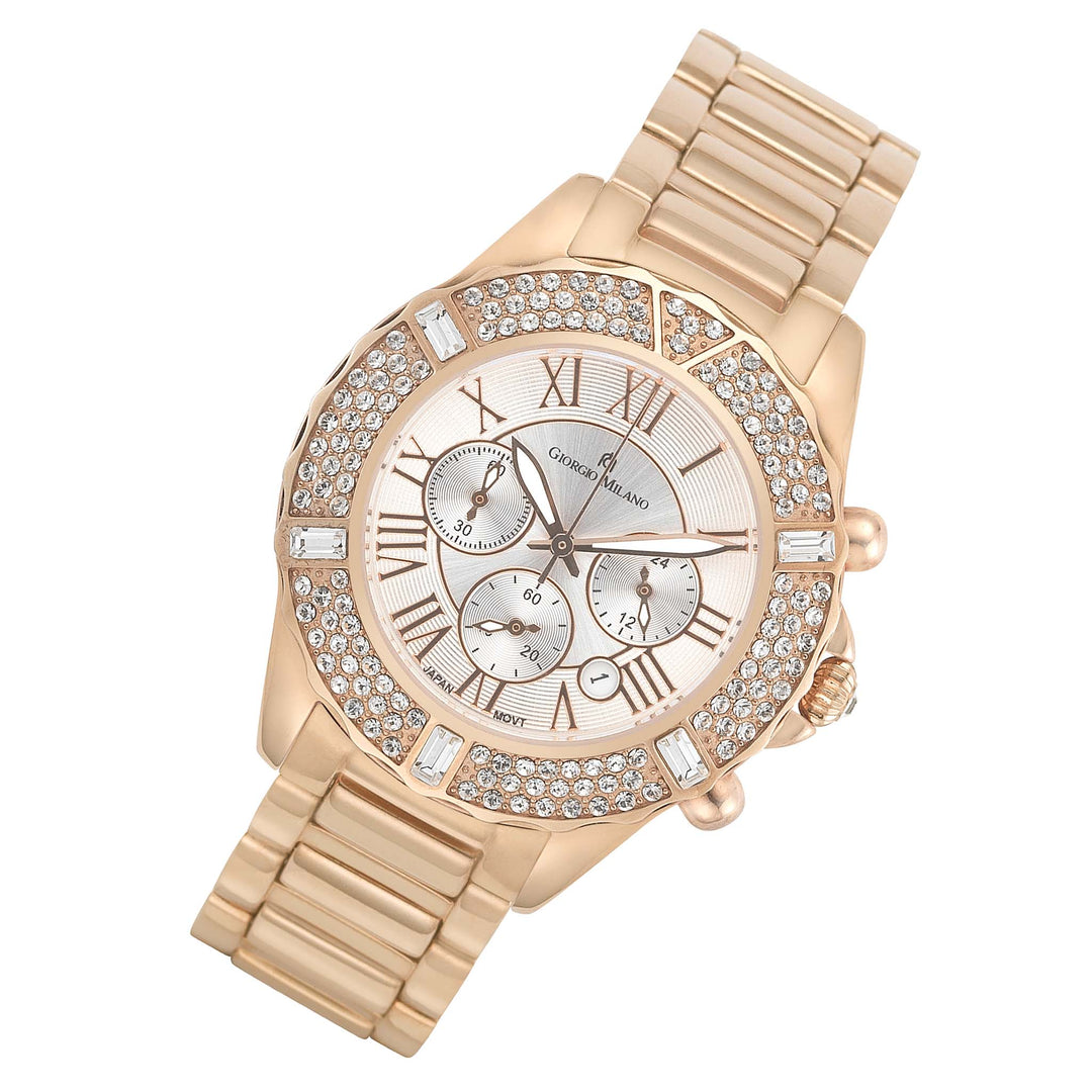 Giorgio Milano Rose Gold Steel with Swarovski Crystals Chronograph Women's Watch - 738RG02