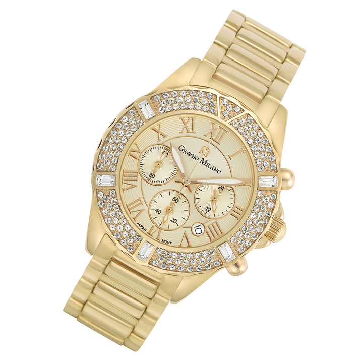 Giorgio Milano Gold Steel with Swarovski Crystals Chronograph Women's Watch - 738SG05