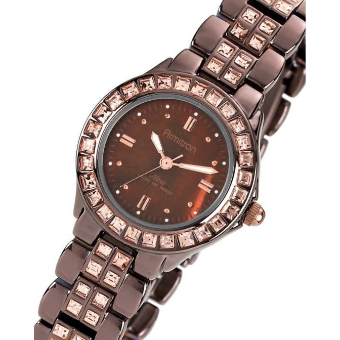 Armitron Brown Stainless Steel with Swarovski Crystals Women's Watch - 753689BMIB