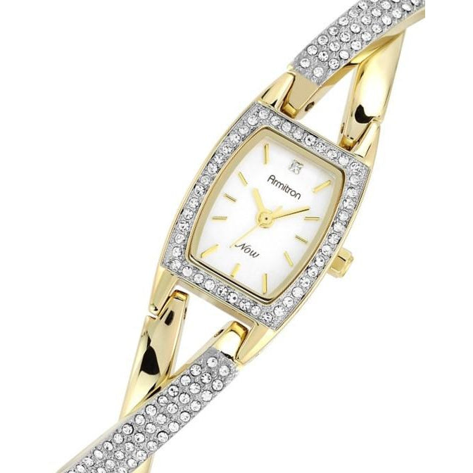Armitron Gold-Tone Brass with Crystals Silver Dial Women's Watch - 755242SVTT
