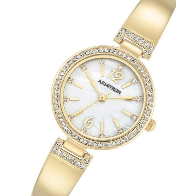 Armitron Gold Bangle White Mother of Pearl Dial Women's Watch - 755475MPGP
