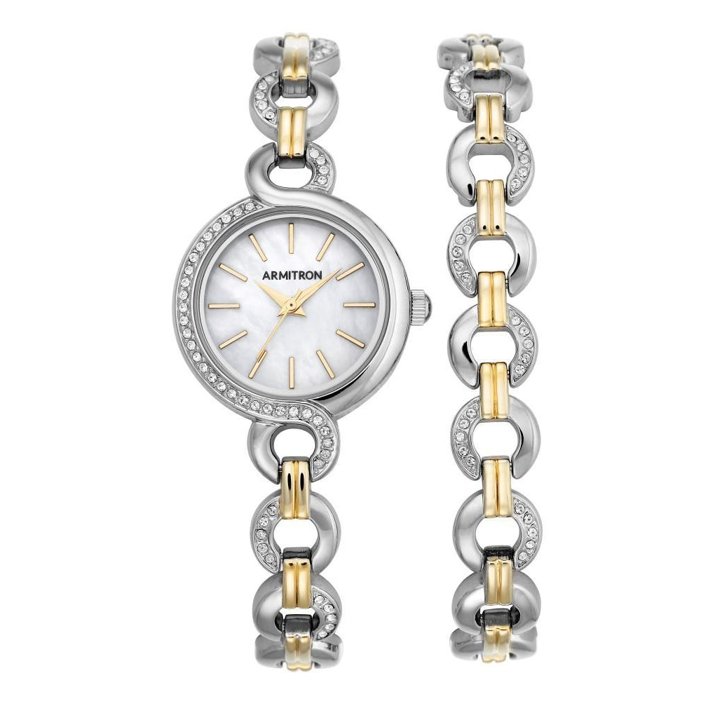 Armitron Glitter 38 Two-Tone Women's Watch and Bracelet Set - 755485MPTTST