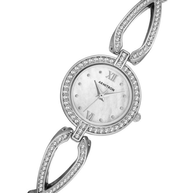 Armitron Silver-Tone Band Mother of Pearl Dial Women's Watch - 755536MPSV