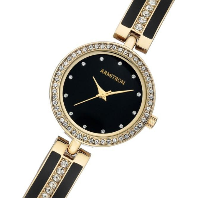 Armitron Gold Steel Bangle with Crystals Women's Watch - 755608BKGP