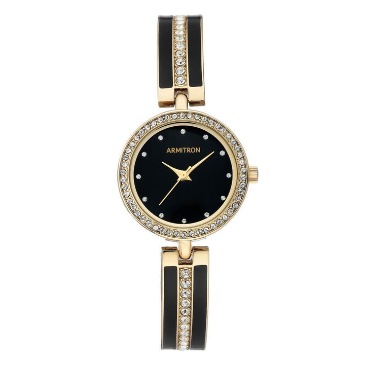 Armitron Gold Steel Bangle with Crystals Women's Watch - 755608BKGP