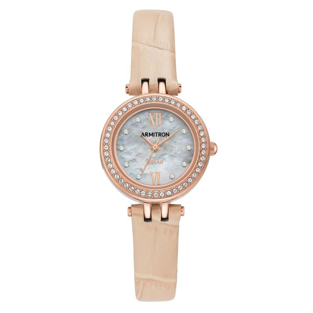 Armitron Pink Leather with Crystals Mother of Pearl Dial Women's Watch