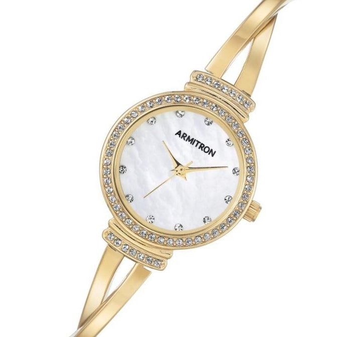 Armitron Gold-Tone Bangle White Mother of Pearl Dial Women's Watch - 755474MPGP