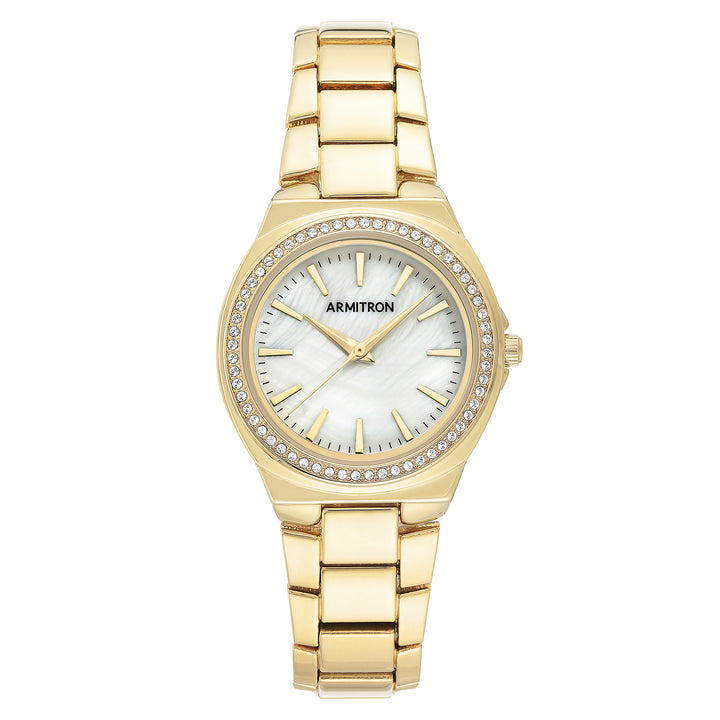 Armitron Gold Steel Women's White Mother of Pearl Dial Women's Watch - 755676MPGPST