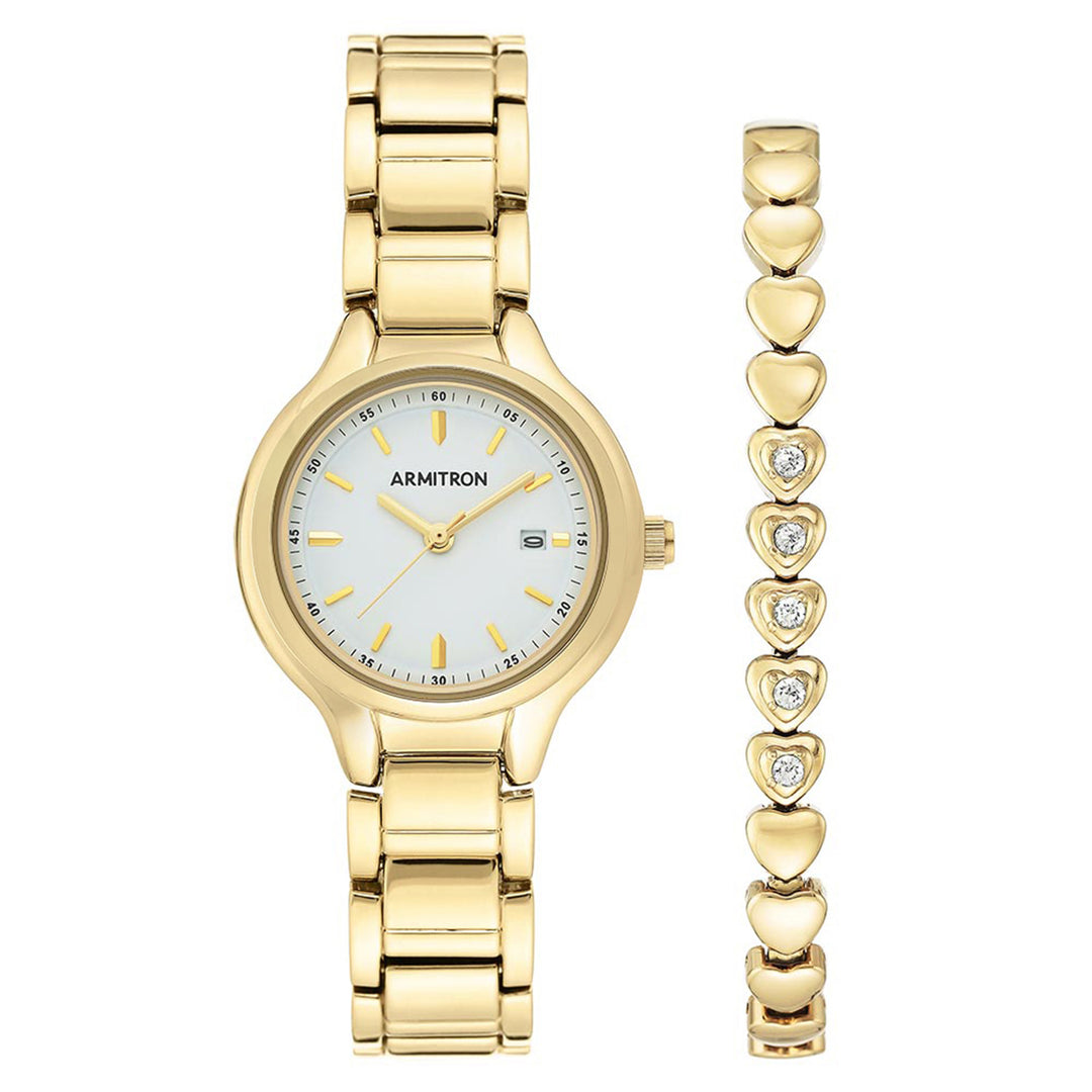 Armitron Gold Steel Women's Watch with Bracelet Gift Set - 755689WTGPST