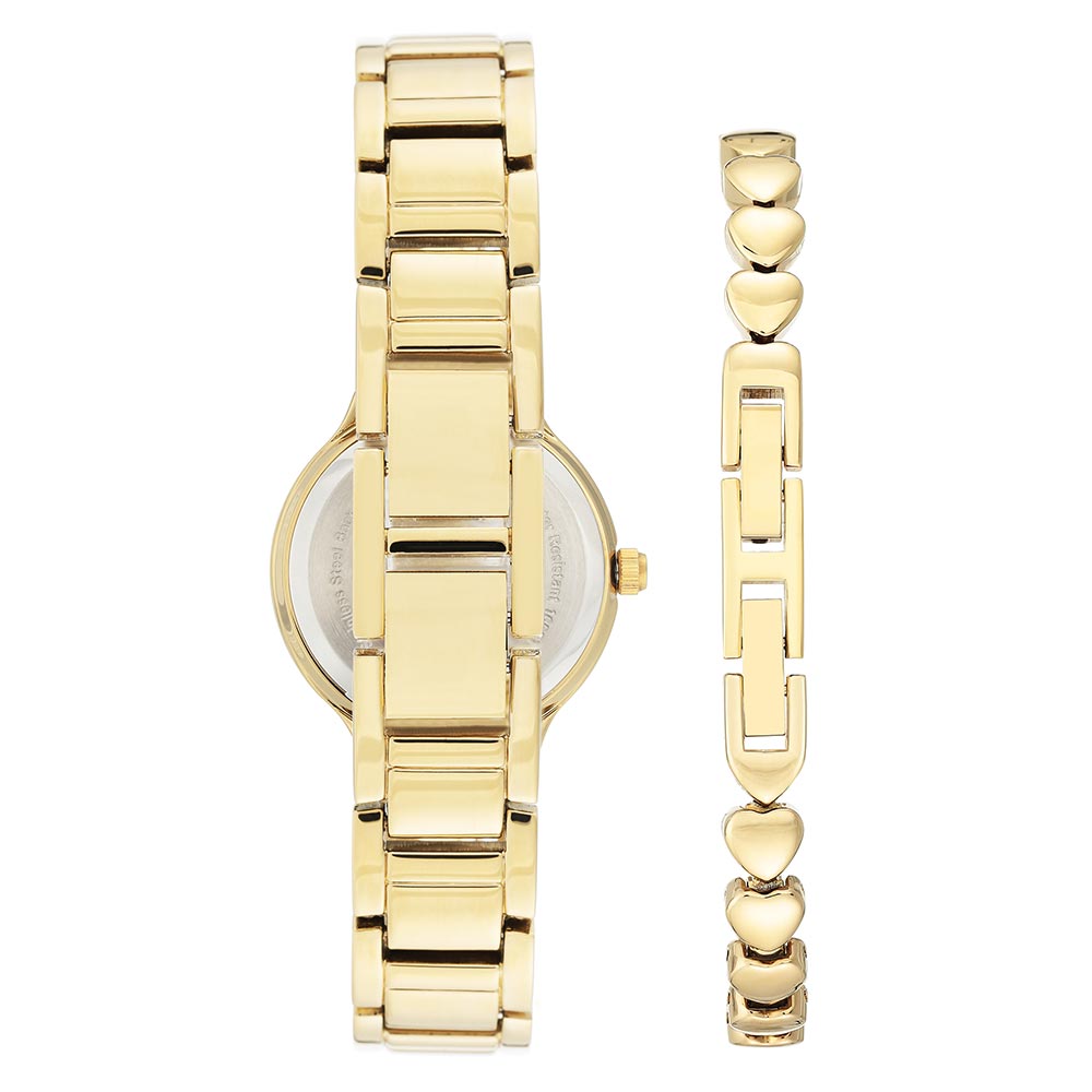 Armitron Gold Steel Women's Watch with Bracelet Gift Set - 755689WTGPST