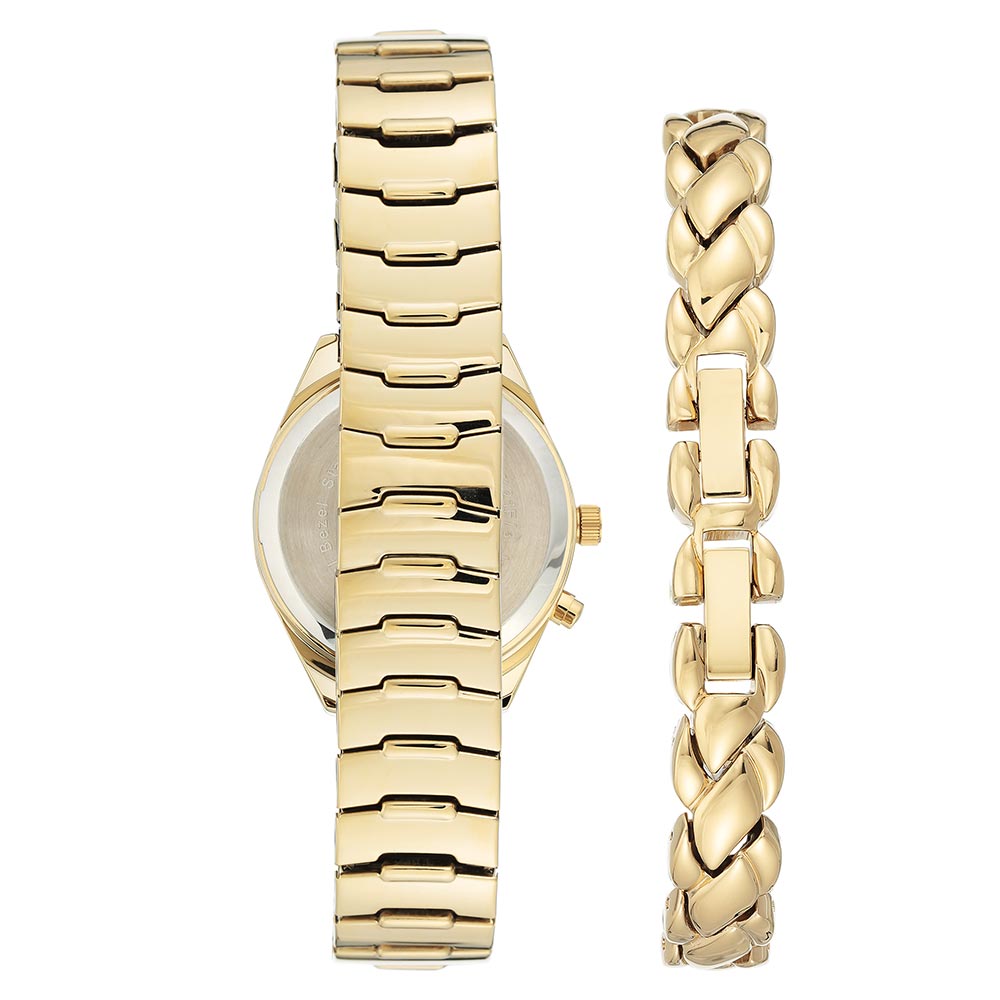 Armitron Gold Steel Women's Watch with Bracelet Gift Set - 755696WTGPST