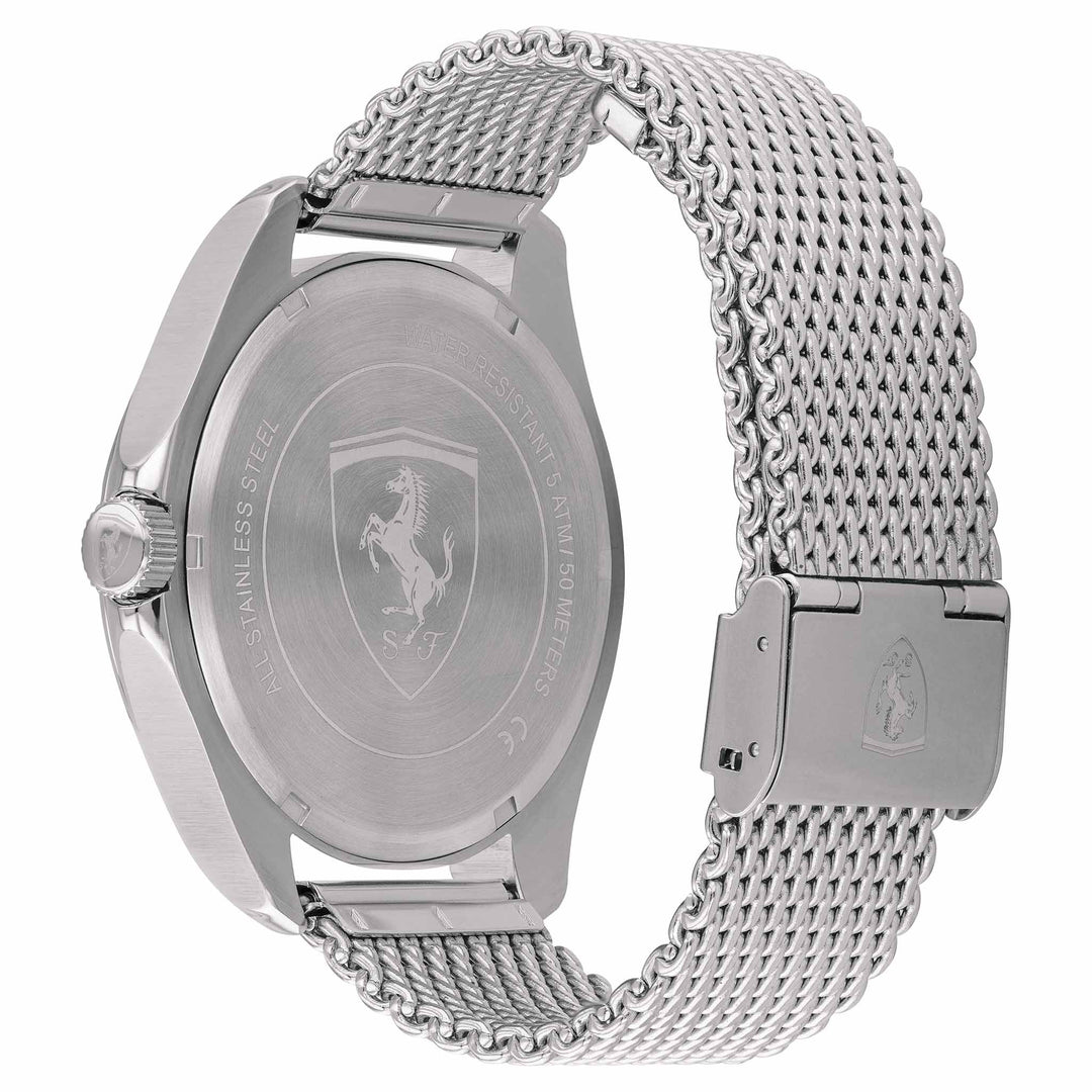 Scuderia Ferrari Silver Steel Mesh Black Dial Men's Multi-function Watch - 830684