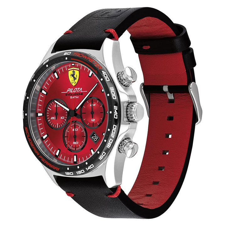Scuderia Ferrari Pilota Evo Black Leather Men's Chrono Watch - 830713