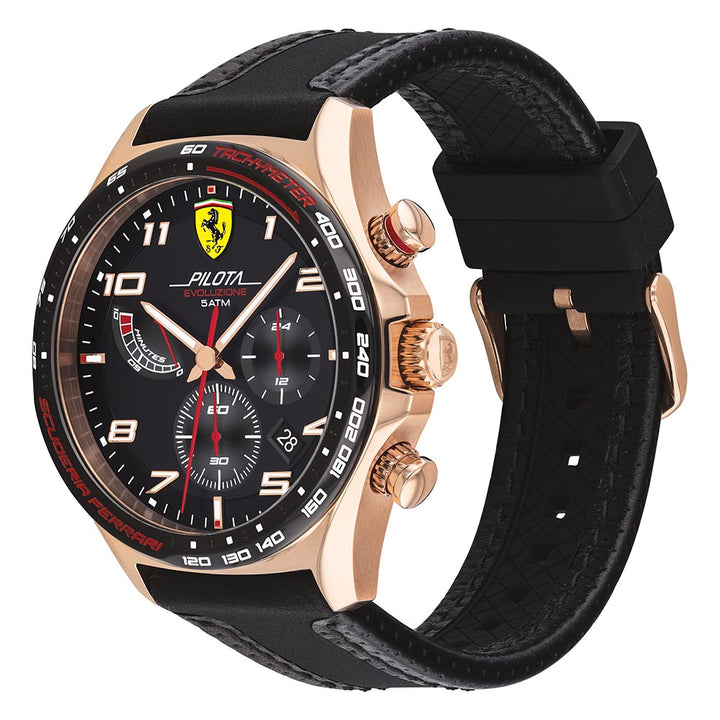 Scuderia Ferrari Pilota Evo Black Leather & Silicone Men's Chrono Watch - 830719