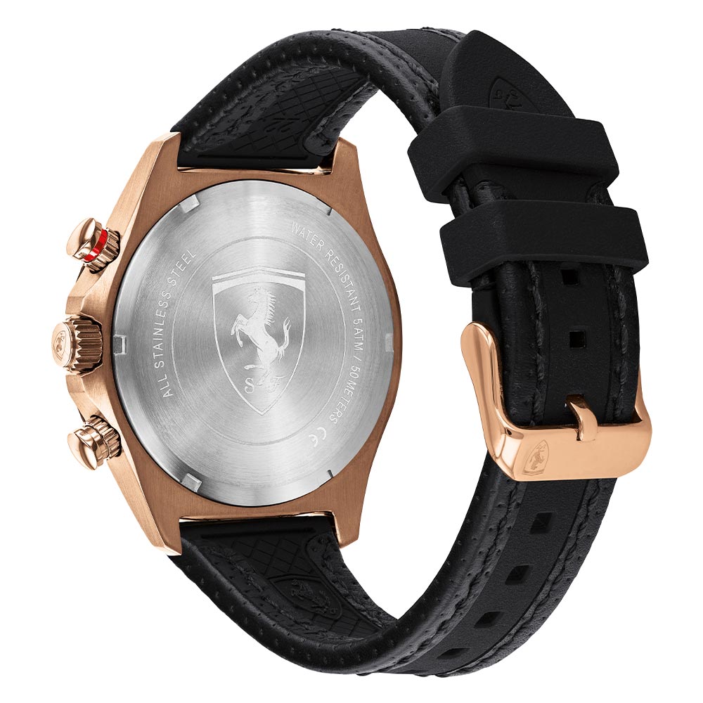 Scuderia Ferrari Pilota Evo Black Leather & Silicone Men's Chrono Watch - 830719