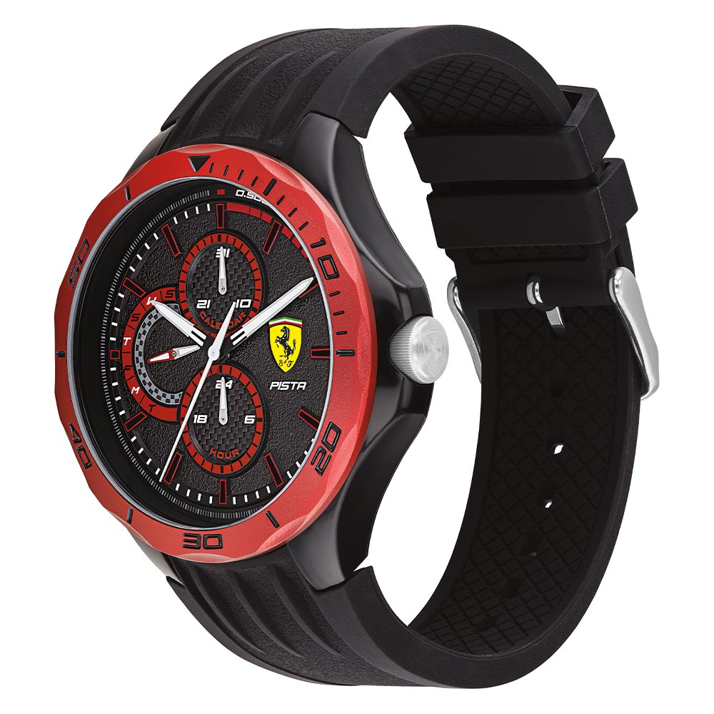 Scuderia Ferrari Pista Black Silicone Men's Multi-function Watch - 830721