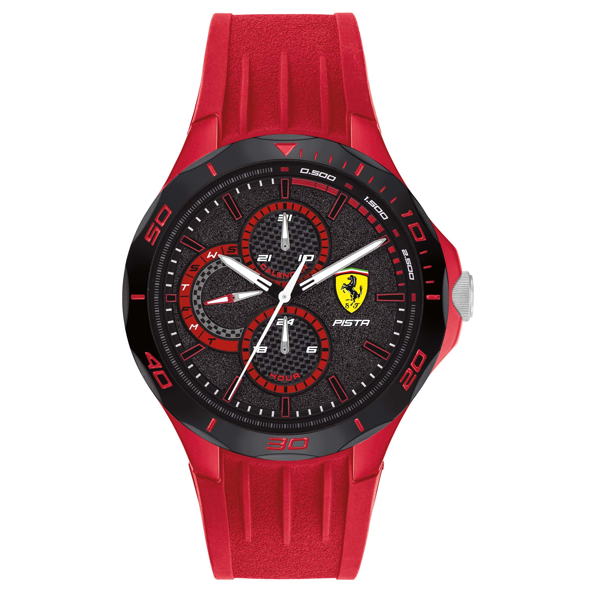 Scuderia Ferrari Red Silicone Black Dial Multi-function Men's Watch ...