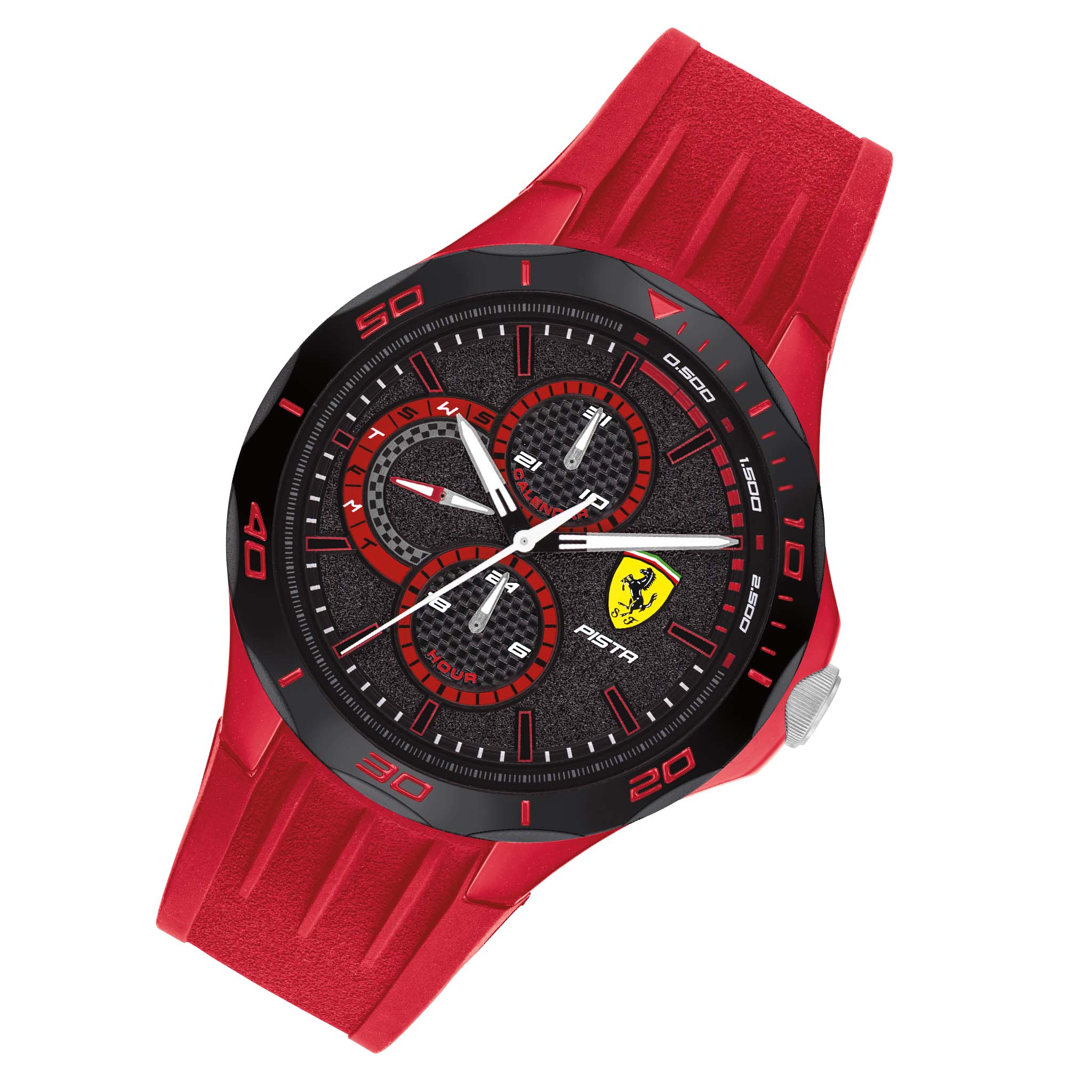 Scuderia Ferrari Red Silicone Black Dial Multi-function Men's Watch - 830723