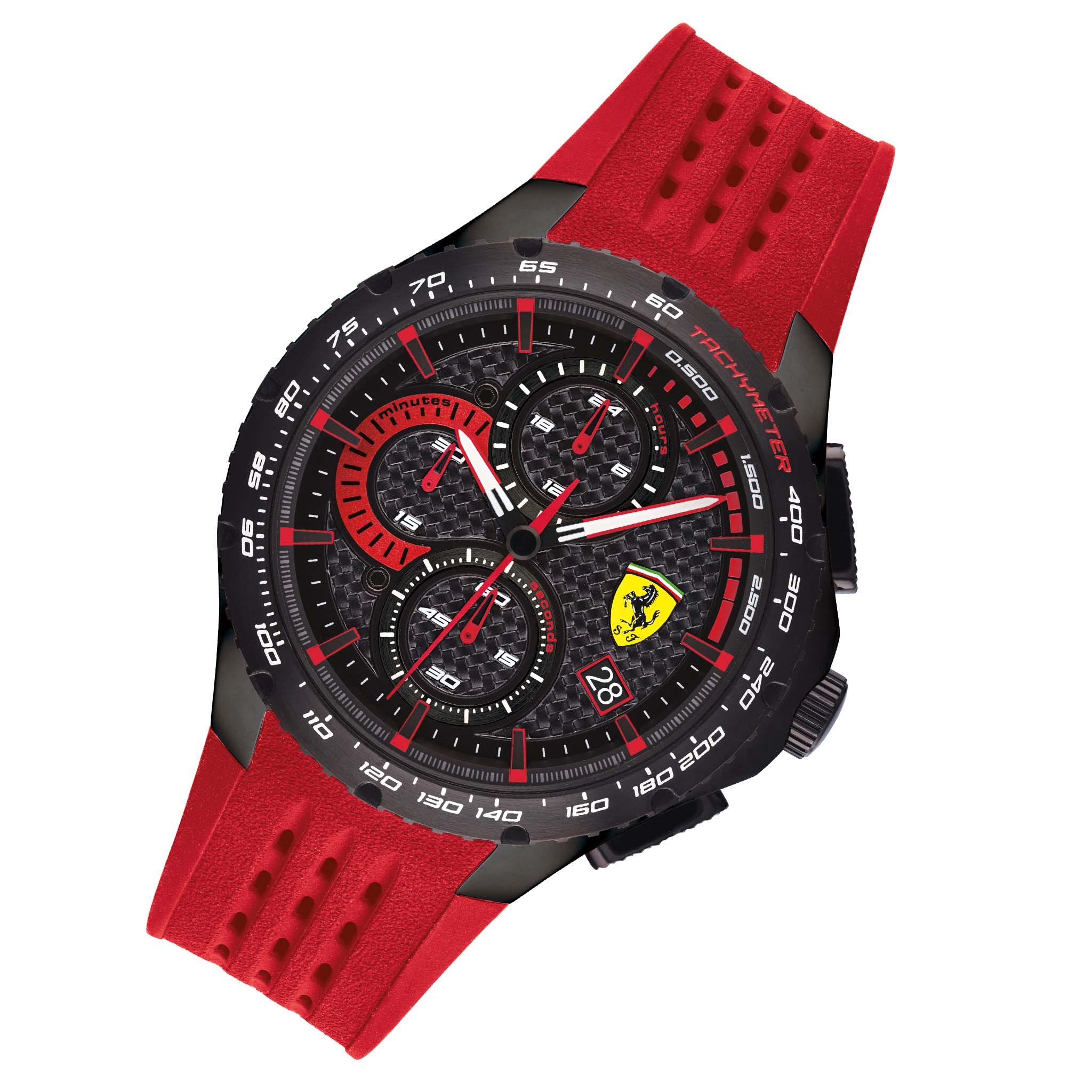 Scuderia Ferrari Red Silicone Band Black Dial Chronograph Men's Watch - 830727