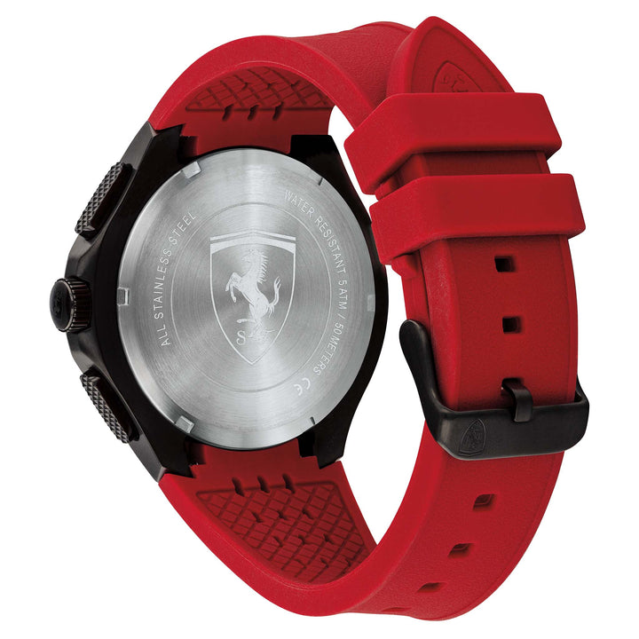 Scuderia Ferrari Red Silicone Band Black Dial Chronograph Men's Watch - 830727